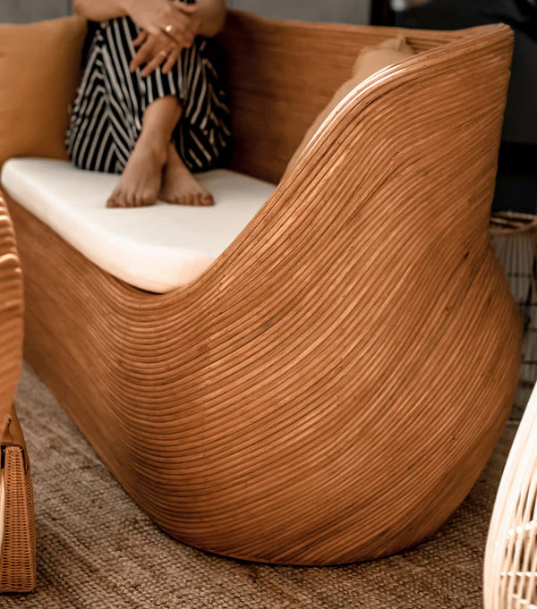 TEGAL RATTAN SET 4 COGNAC ROUND