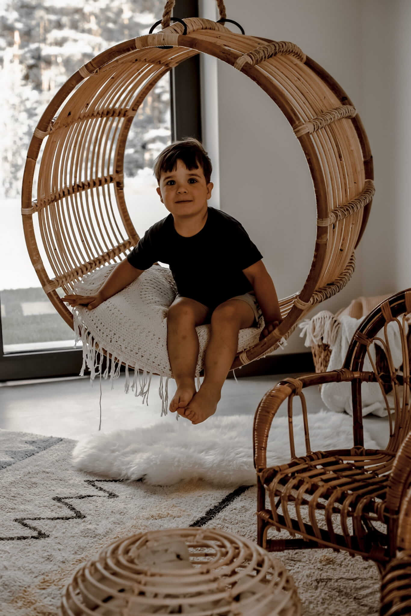 Kids Rattan Hanging Chair Rattan Furniture Boho Style Chair Monnarita