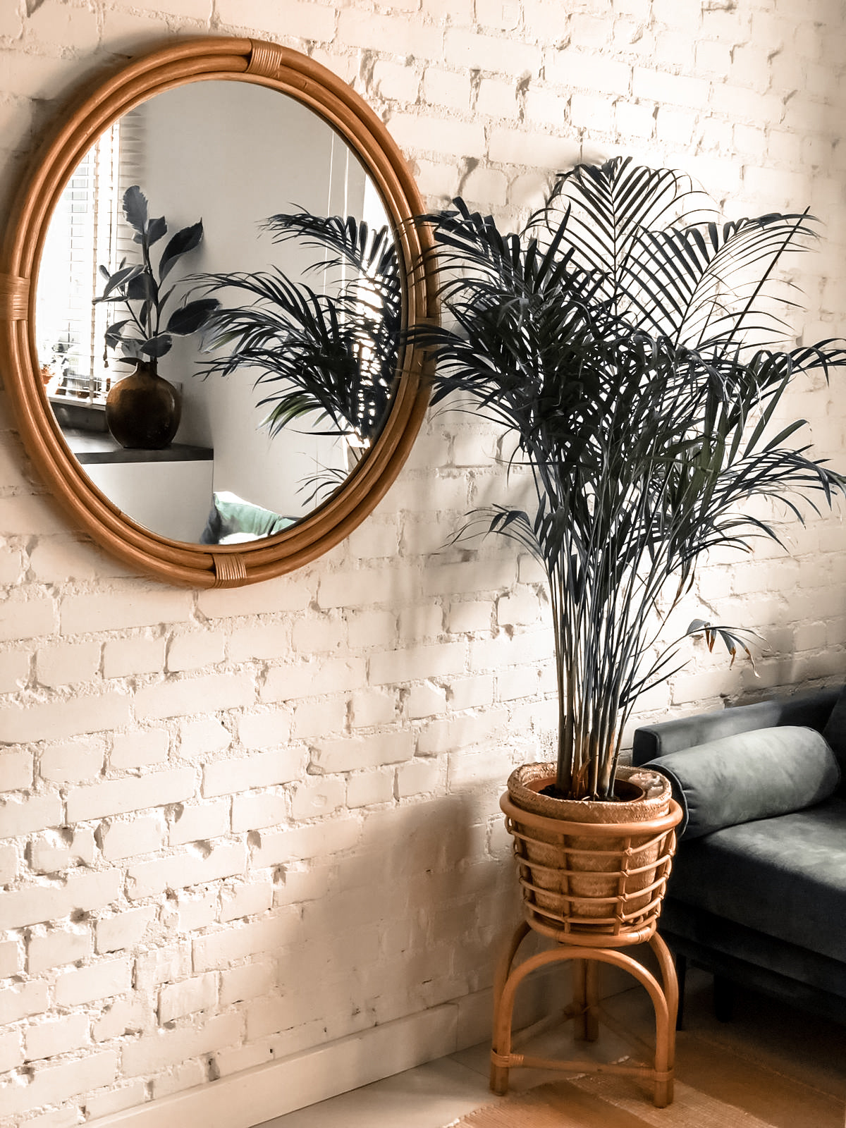 ROUND RATTAN MIRROR - Monnarita - Handmade products