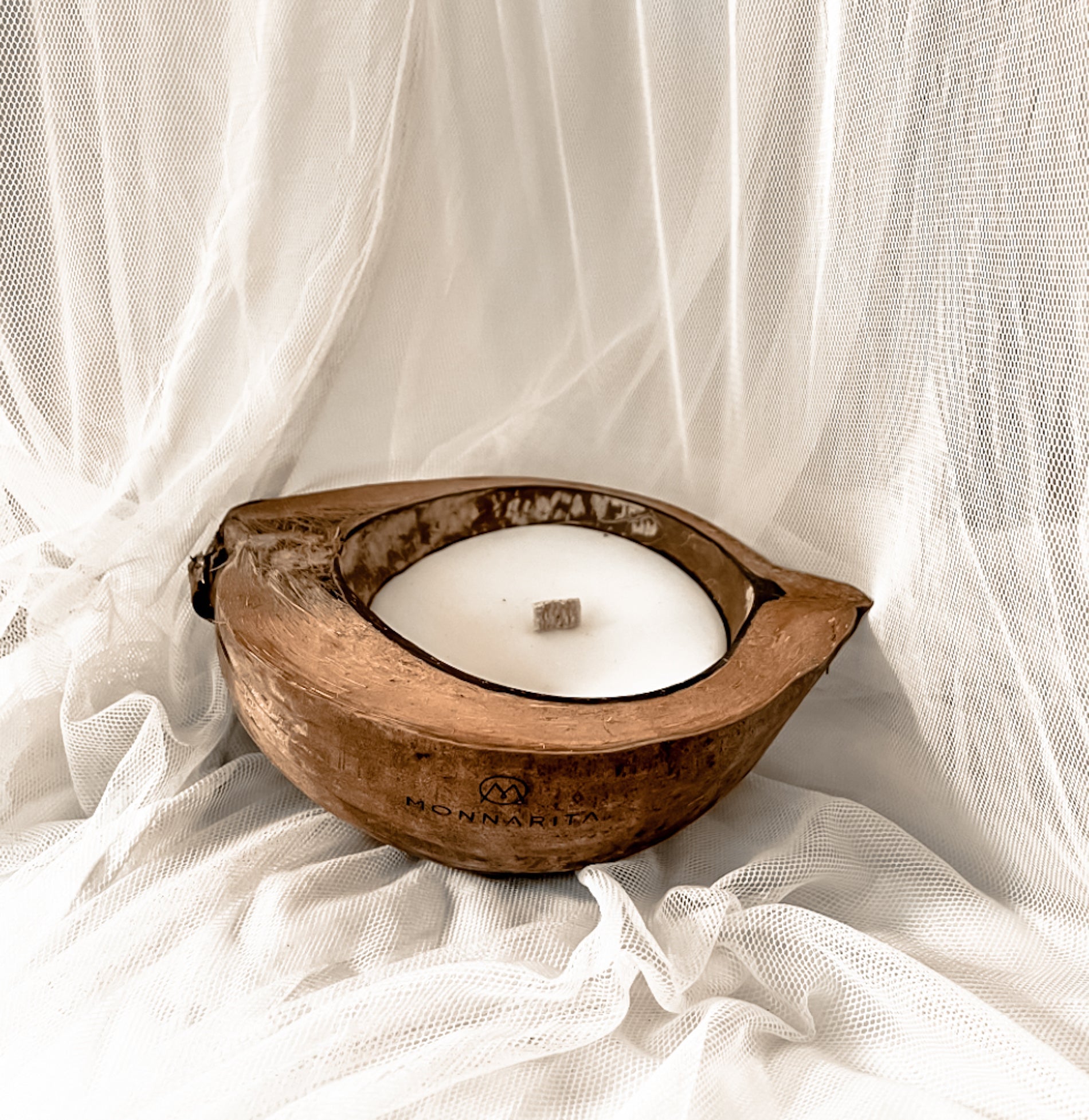 Coconut Shell Candle - Recycled Candle - Boho Style Decor - Monnarita - handmade decor