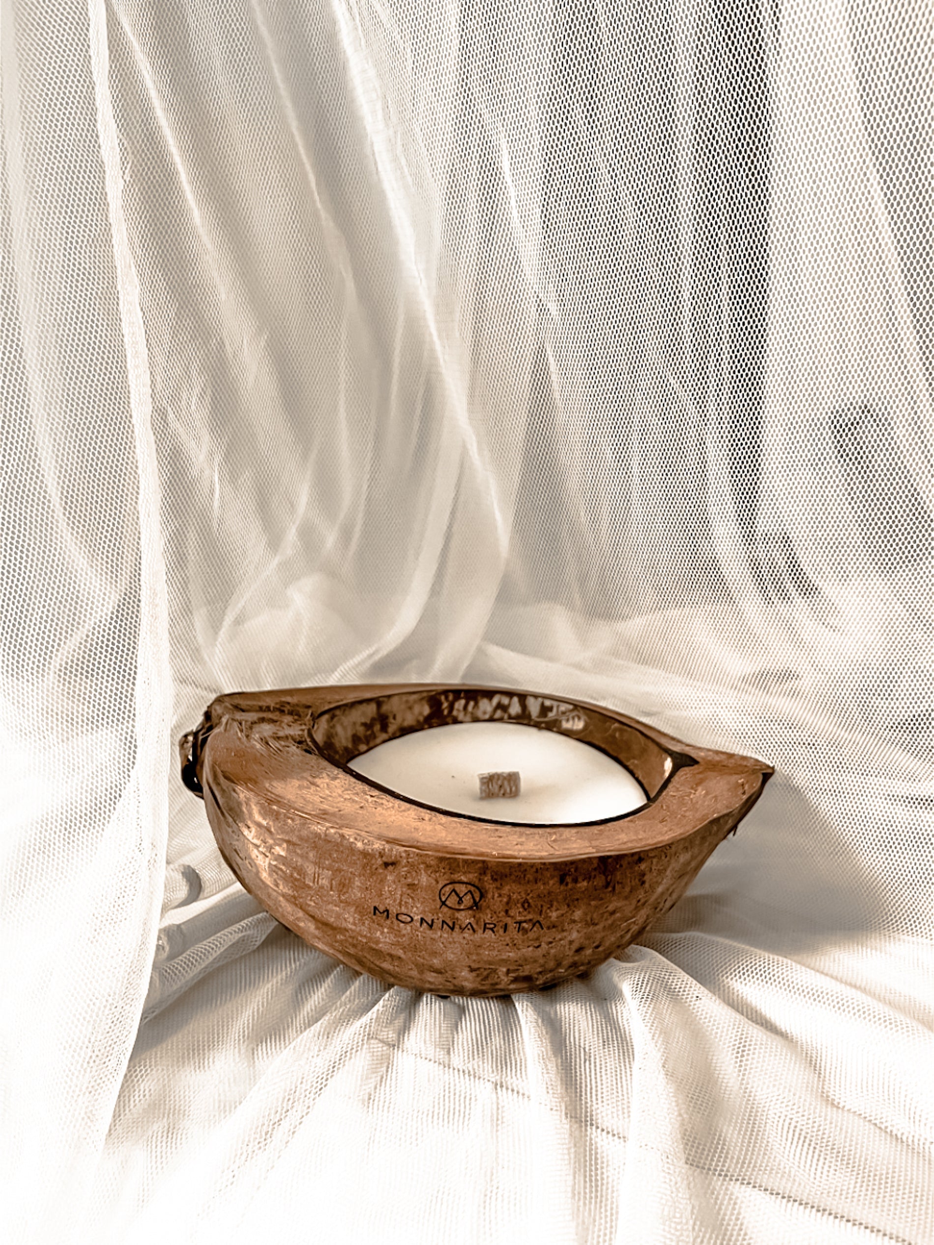 Coconut Shell Candle - Recycled Candle - Boho Style Decor - Monnarita - handmade decor