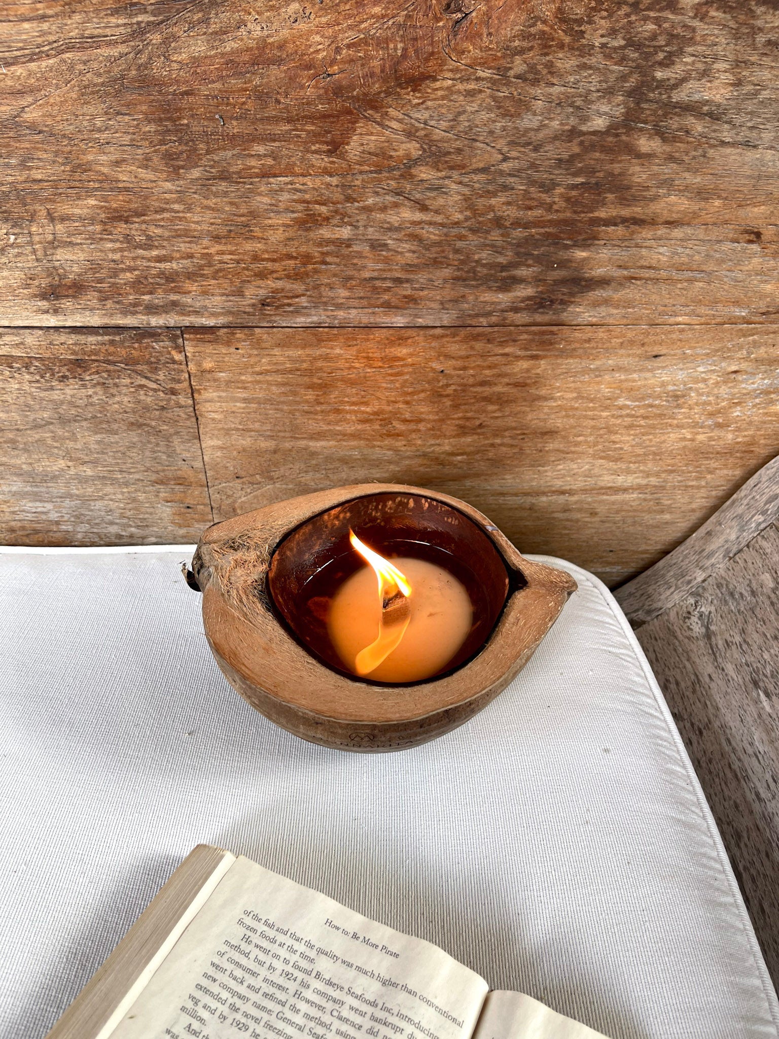 Coconut Shell Candle - Recycled Candle - Boho Style Decor - Monnarita - handmade decor